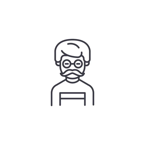 Hipster man lineaire pictogram concept. Hipster man lijn vector teken, symbool, afbeelding. — Stockvector