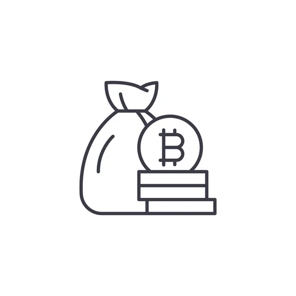 Investeringen in bitcoin lineaire pictogram concept. Investeringen in bitcoin lijn vector teken, symbool, afbeelding. — Stockvector