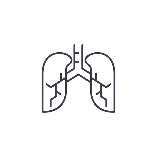 Concepto de icono lineal Lungs. Pulmones línea vector signo, símbolo, ilustración . — Archivo Imágenes Vectoriales