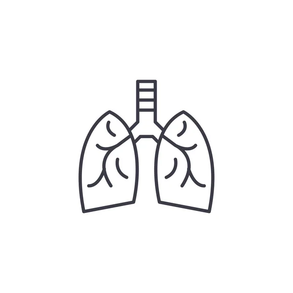 Los pulmones respiran concepto de icono lineal. Pulmones línea de respiración vector signo, símbolo, ilustración . — Archivo Imágenes Vectoriales