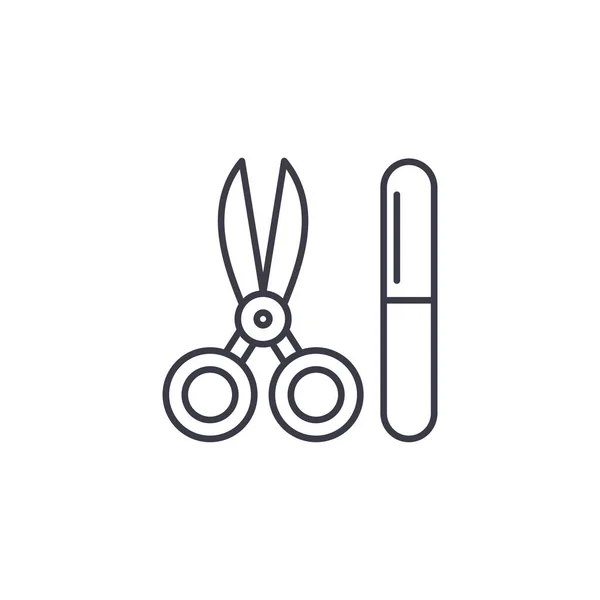 Maniküre-Tools lineares Icon-Konzept. Maniküre-Werkzeuge Zeilenvektorzeichen, Symbol, Illustration. — Stockvektor