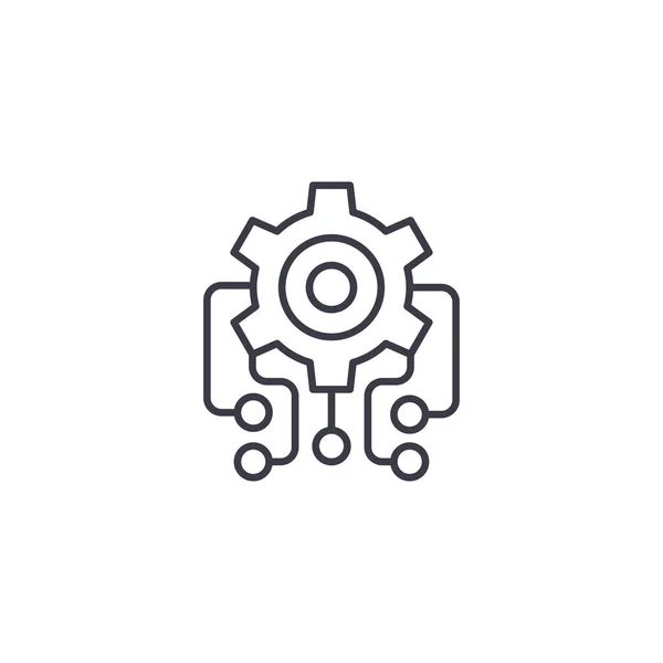 Microcircuit lineaire pictogram concept. Microcircuit lijn vector teken, symbool, afbeelding. — Stockvector