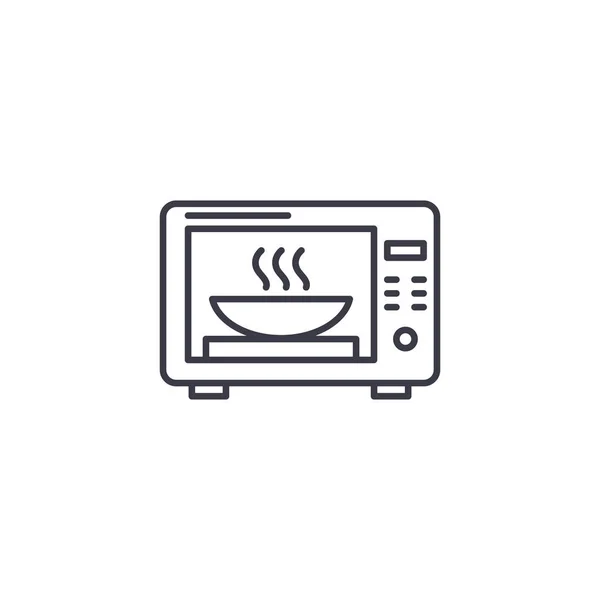 Microwave konsep ikon linear oven. Microwave tanda vektor garis oven, simbol, ilustrasi . - Stok Vektor