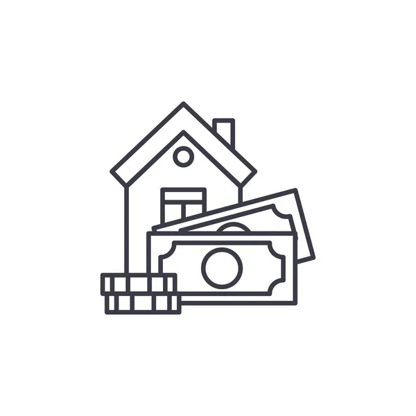 Concepto de icono lineal hipotecario. Hipoteca línea vector signo, símbolo, ilustración . — Archivo Imágenes Vectoriales