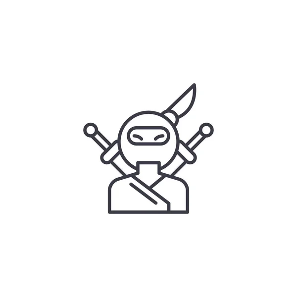 Concepto de icono lineal Ninja. Línea Ninja vector signo, símbolo, ilustración . — Vector de stock