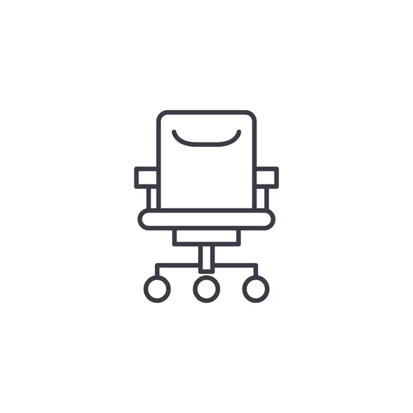 Cadeira de escritório conceito ícone linear. Sinal de vetor de linha de cadeira de escritório, símbolo, ilustração . — Vetor de Stock