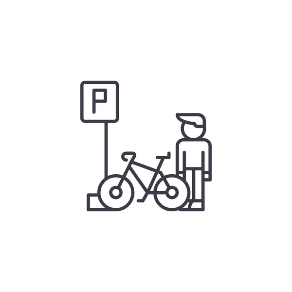 Parking pour vélos concept d'icône linéaire. Parking pour vélos signe vectoriel ligne, symbole, illustration . — Image vectorielle