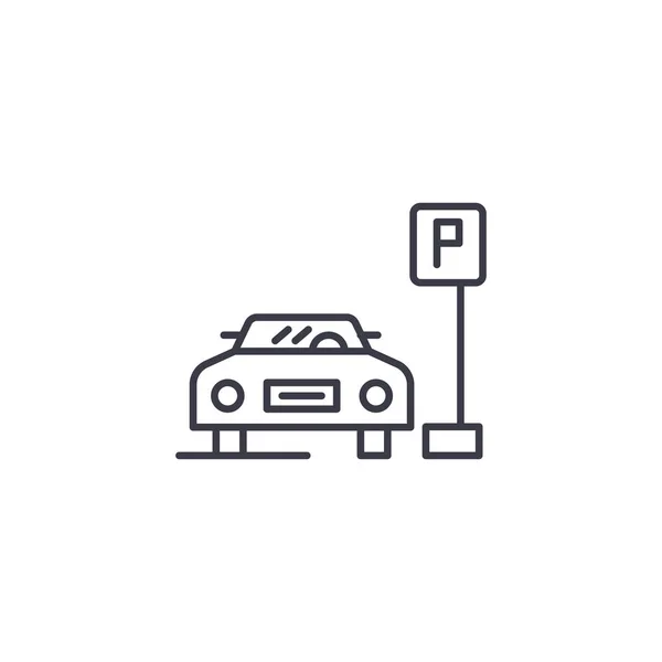 Place de parking concept d'icône linéaire. Place de parking signe vectoriel de ligne, symbole, illustration . — Image vectorielle