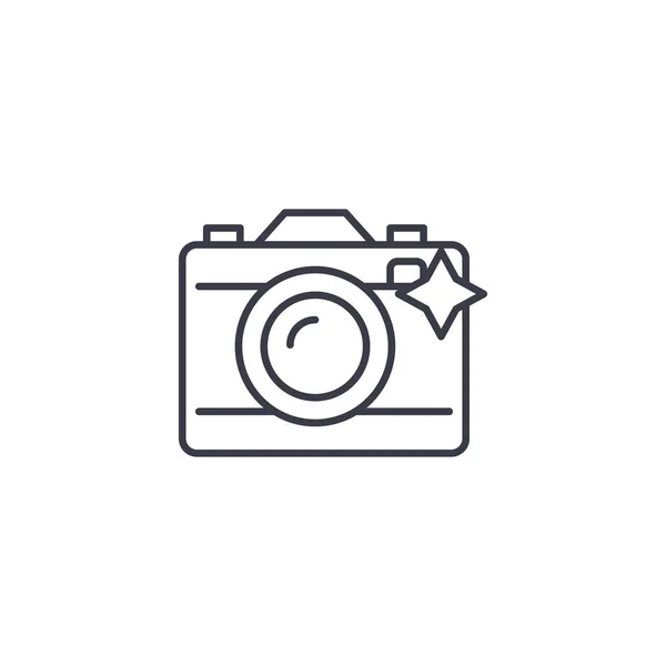 Foto camera lineaire pictogram concept. Foto camera lijn vector teken, symbool, afbeelding. — Stockvector