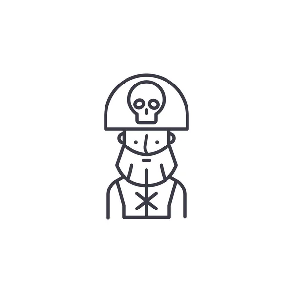 Capitaine pirate concept d'icône linéaire. Pirate capitaine ligne vecteur signe, symbole, illustration . — Image vectorielle