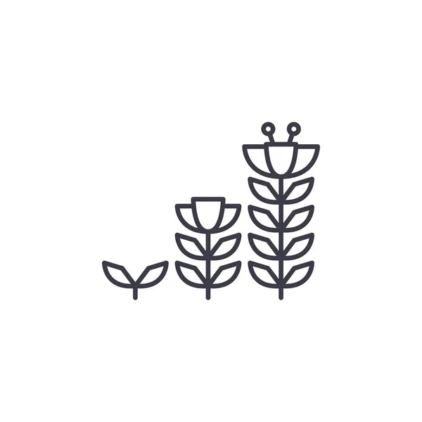Roślina wzrost liniowy ikona koncepcja. Roślin, wzrost linii wektor znak, symbol, ilustracja. — Wektor stockowy