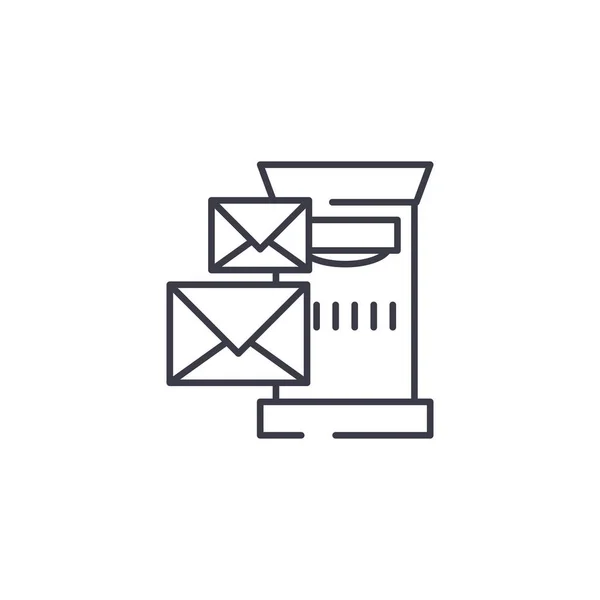 Ταχυδρομική θυρίδα εικονίδιο γραμμική έννοια. Ταχυδρομική θυρίδα γραμμή διάνυσμα σημάδι, σύμβολο, εικόνα. — Διανυσματικό Αρχείο