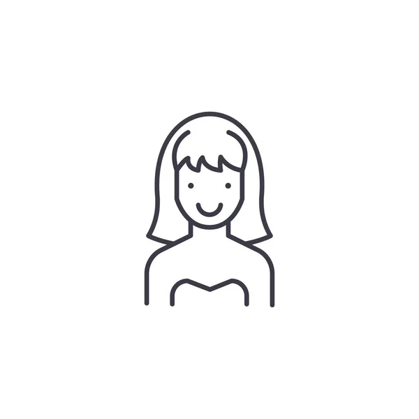 Pretty woman linear icon concept. Pretty woman line vector sign, symbol, illustration. — Stock Vector