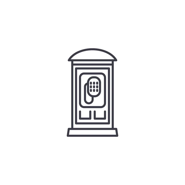 Nyilvános telefon lineáris ikon fogalom. Nyilvános telefon vonal vektor jele, szimbólum, illusztráció. — Stock Vector