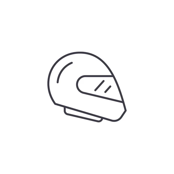 Corrida capacete conceito ícone linear. Corrida capacete linha vetor sinal, símbolo, ilustração . — Vetor de Stock