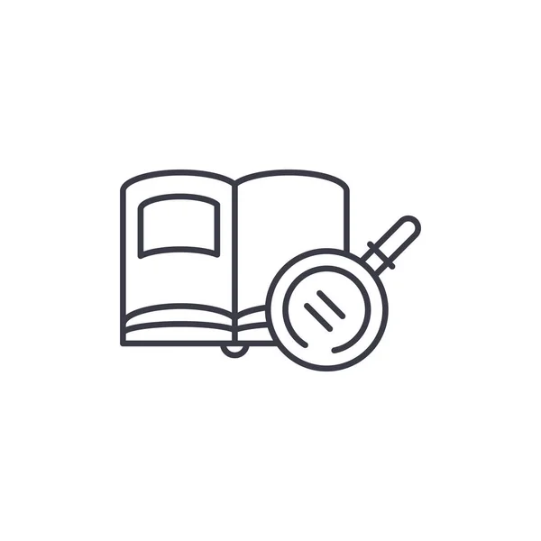 Lesen von Lehrbüchern lineares Icon-Konzept. Lesen von Lehrbüchern Zeilenvektorzeichen, Symbol, Illustration. — Stockvektor