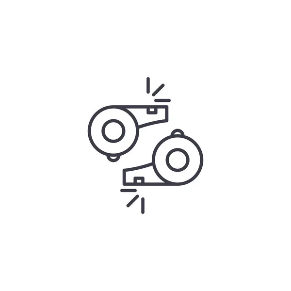 Játékvezető síp lineáris ikon koncepció. S játékvezető síp vonal vektor jele, szimbólum, illusztráció. — Stock Vector