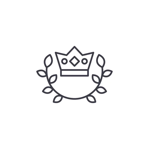 Royal crown amblemi doğrusal simgesi kavramı. Royal crown amblemi çizgi vektör işaret, sembol, şekil.
