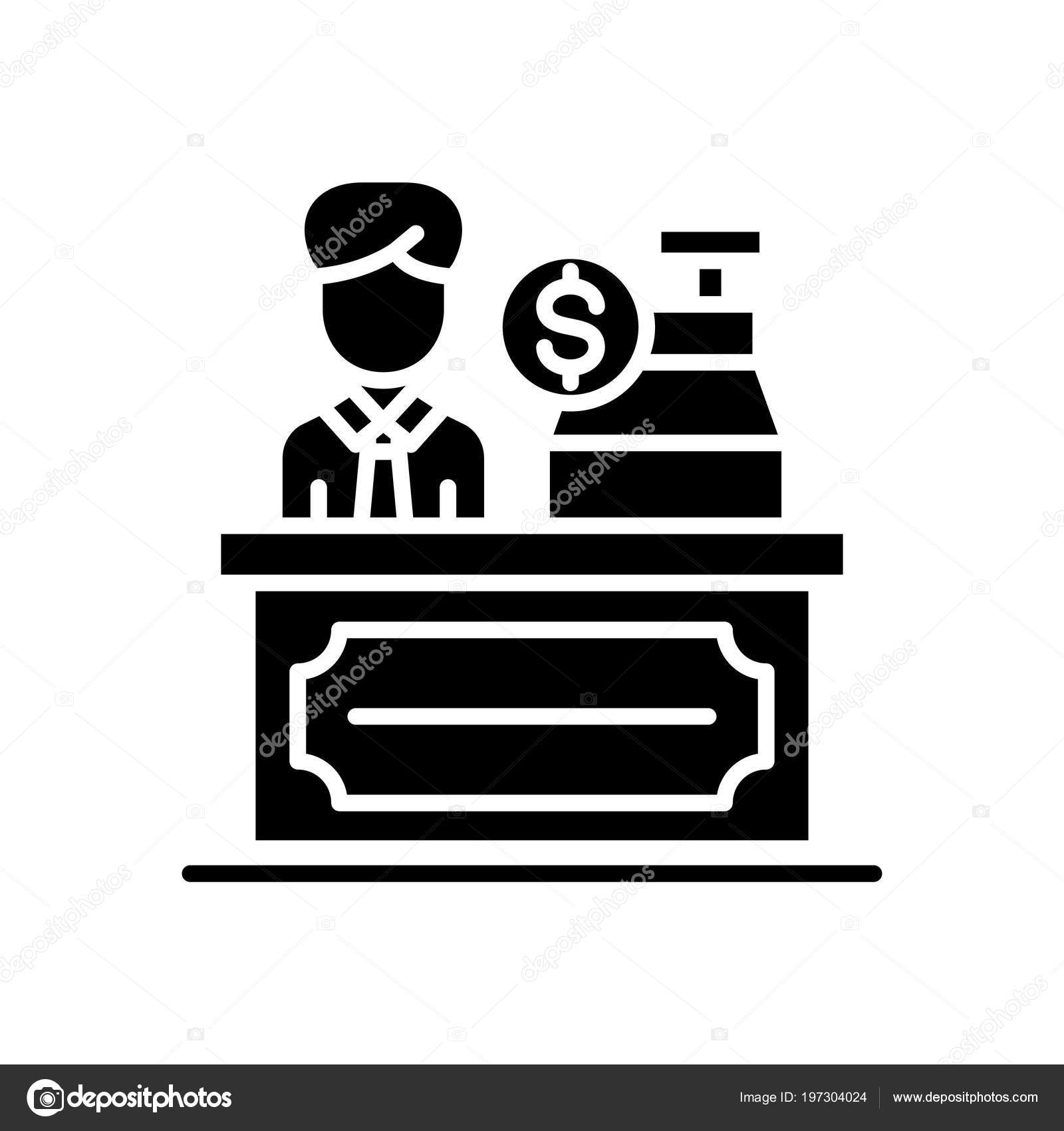 Cash desk black icon concept. Cash desk flat vector symbol, sign, illustration. — Stock Vector