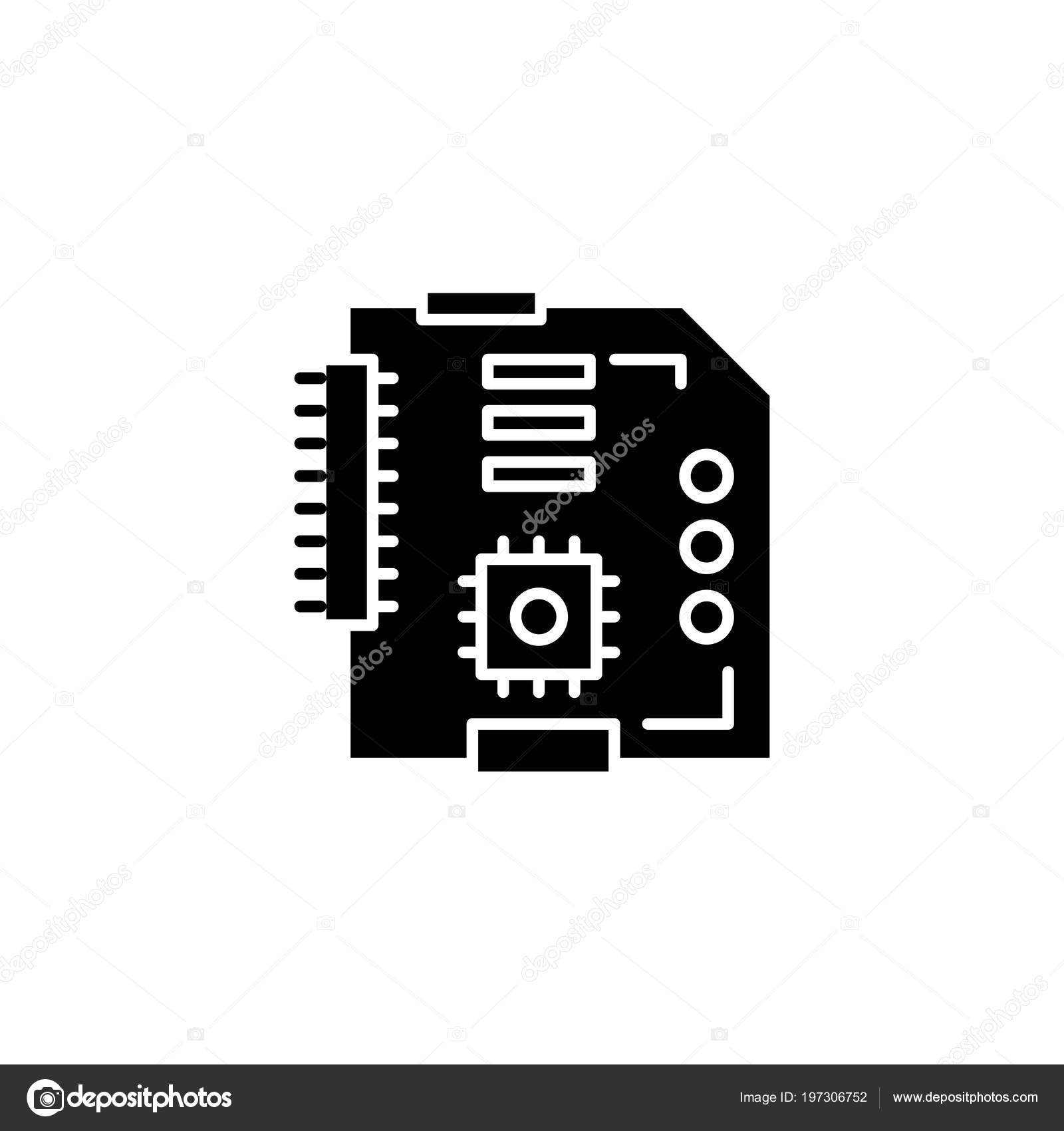 Download Motherboard black icon concept. Motherboard flat vector ...