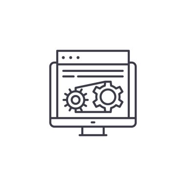 Şematik diyagramı doğrusal simgesi kavramı. Şematik diyagramı çizgi vektör işaret, sembol, illüstrasyon.