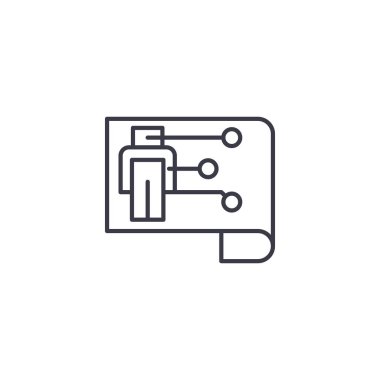 Robot doğrusal simgesi kavram şeması. Robot çizgi vektör işaret, sembol, şekil düzeni.