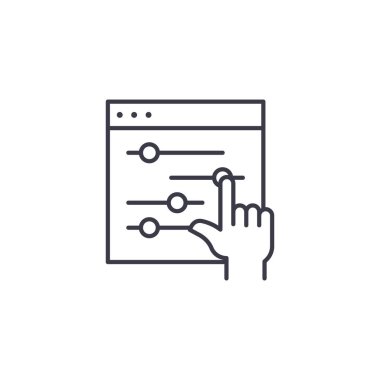 Ayarları doğrusal simgesi kavramı. Ayarları satır vektör işaret, sembol, illüstrasyon.