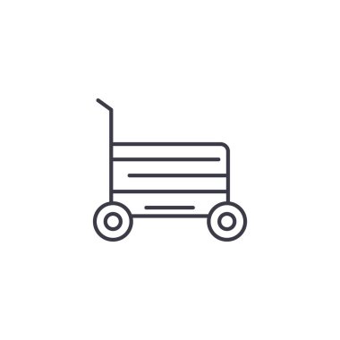 Alışveriş sepeti doğrusal simgesi kavramı. Alışveriş sepeti çizgi vektör işaret, sembol, şekil.