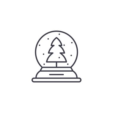 Kar Küre doğrusal simgesi kavramı. Kar Küre çizgi vektör işaret, sembol, şekil.