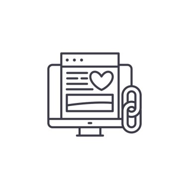 Sosyal ağ doğrusal simgesi kavramı. Sosyal ağ çizgi vektör işaret, sembol, illüstrasyon.