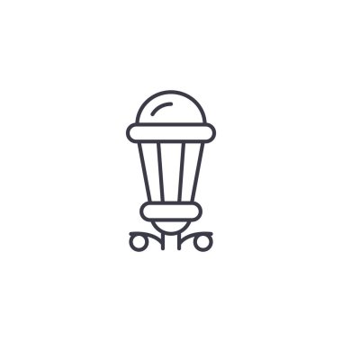 Sokak lambası doğrusal simgesi kavramı. Sokak lambası çizgi vektör işaret, sembol, illüstrasyon.