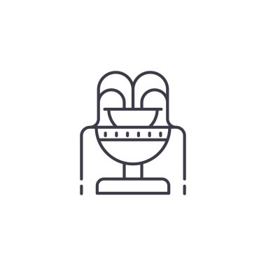 Su çeşme doğrusal simgesi kavramı. Su çeşme çizgi vektör işaret, sembol, şekil.