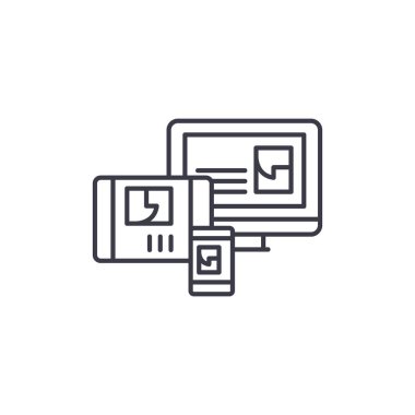 Web sitesi uyum doğrusal simgesi kavramı. Web sitesi uyum çizgi vektör işaret, sembol, illüstrasyon.