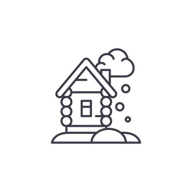 Kış yazlık doğrusal simgesi kavramı. Yazlık çizgi vektör işaret, sembol, şekil kış.