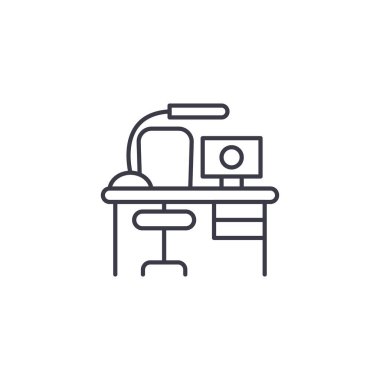 İş tablo doğrusal simgesi kavramı. Çalışma tablo satırı vektör işaret, sembol, şekil.