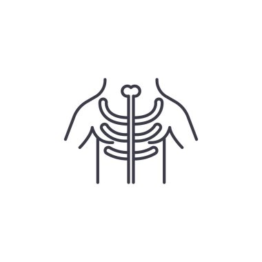 X-ışını muayene doğrusal simgesi kavramı. X-ışını muayene çizgi vektör işaret, sembol, illüstrasyon.