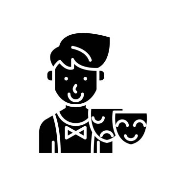 Oyunculuk becerileri siyah simge kavramı. Hareket becerilerini düz sembolü, işaret, illüstrasyon vektör.