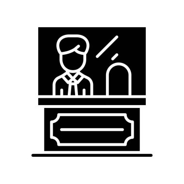 İdari personel siyah simge kavramı. İdari personel düz sembolü, işaret, illüstrasyon vektör.