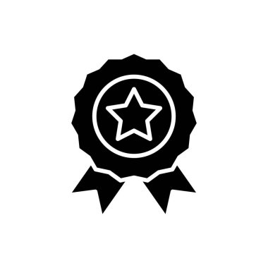 Atanan ödül siyah simge kavramı. Atanan ödül düz vektör simgesi, işaret, resim.