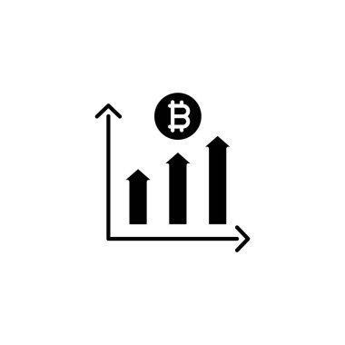 Bitcoin ticaret birimleri siyah simge kavramı. Bitcoin ticaret birimleri düz sembolü, işaret, illüstrasyon vektör.