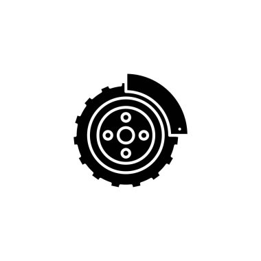 Fren sistemi siyah simge kavramı. Fren sistem düz vektör simgesi, işaret, resim.