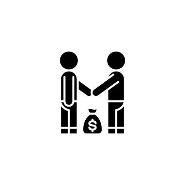 İş anlaşma siyah simge kavramı. İş anlaşması düz vektör simgesi, işaret, resim.