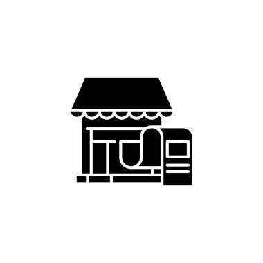 Kasiyer çeki siyah simge kavramı. Kasiyer çeki düz vektör simgesi, işaret, illüstrasyon.