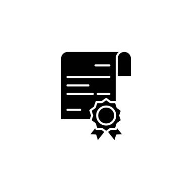Sertifika siyah simge kavramı. Sertifika düz vektör simgesi, işaret, resim.