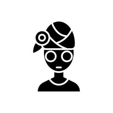 Kozmetik prosedürler siyah simge kavramı. Kozmetik prosedürler düz sembolü, işaret, illüstrasyon vektör.