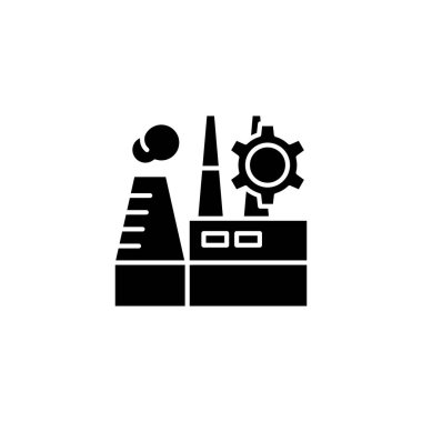 Endüstriyel Tesis siyah simge kavramı. Endüstriyel Tesis düz vektör simgesi, işaret, resim.