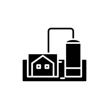 Kurumsal siyah simge kavramı üretim. Üretim kurumsal düz vektör simgesi, işaret, resim.