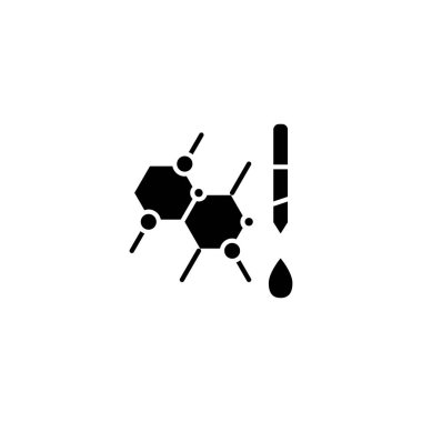 Moleküler damlalık siyah simge kavramı. Moleküler damlalık düz vektör simgesi, işaret, resim.