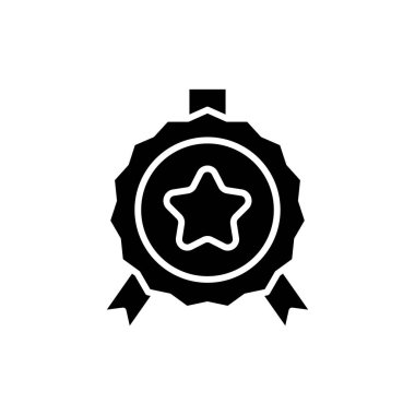 Resmi ödül siyah simge kavramı. Resmi ödül düz vektör simgesi, işaret, resim.