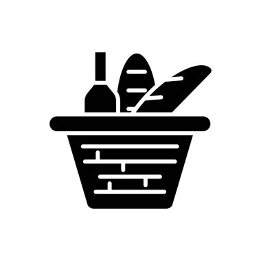 Restoran siyah simge kavramı içinde sipariş. Sipariş Restoran düz vektör simgesi, işaret, resim.